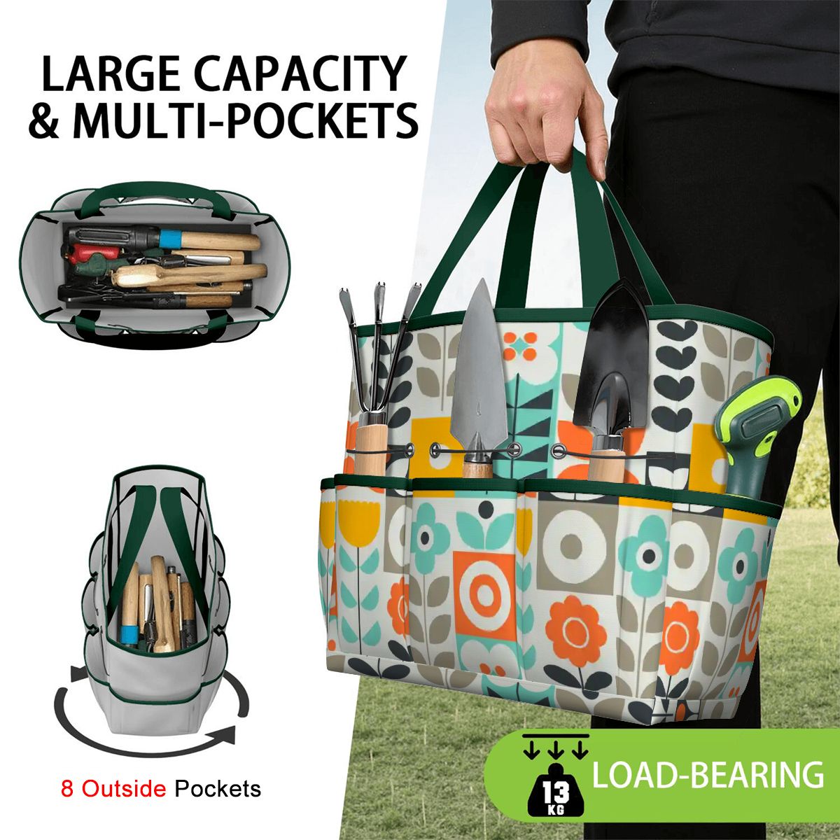 Kate McEnroe New York Scandinavian Mod Floral Mid Century Modern Garden Tool BagGarden Tool BagGUwZMXaOTP