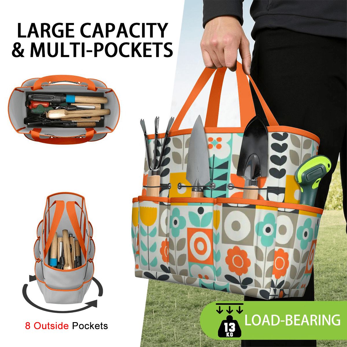 Kate McEnroe New York Scandinavian Mod Floral Mid Century Modern Garden Tool BagGarden Tool BagGUwZMXaOTP