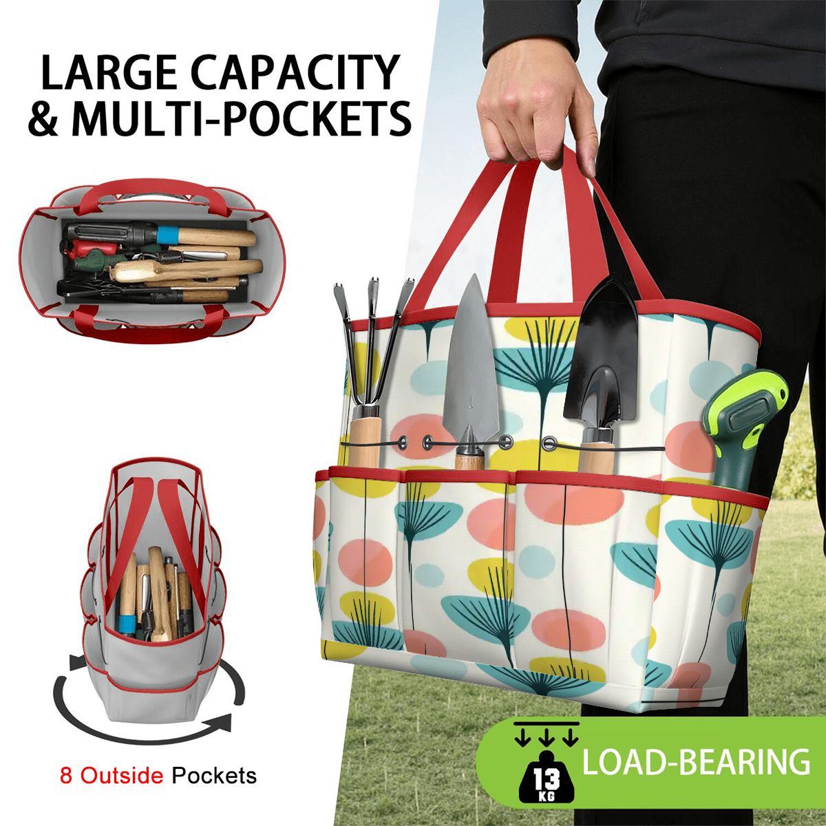 Kate McEnroe New York Scandinavian Modern Abstract Floral Mid Century Garden Tool BagGarden Tool BageOUO4un0lx