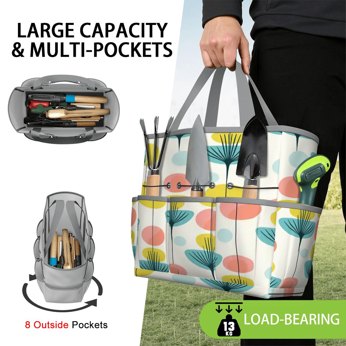 Kate McEnroe New York Scandinavian Modern Abstract Floral Mid Century Garden Tool BagGarden Tool BageOUO4un0lx