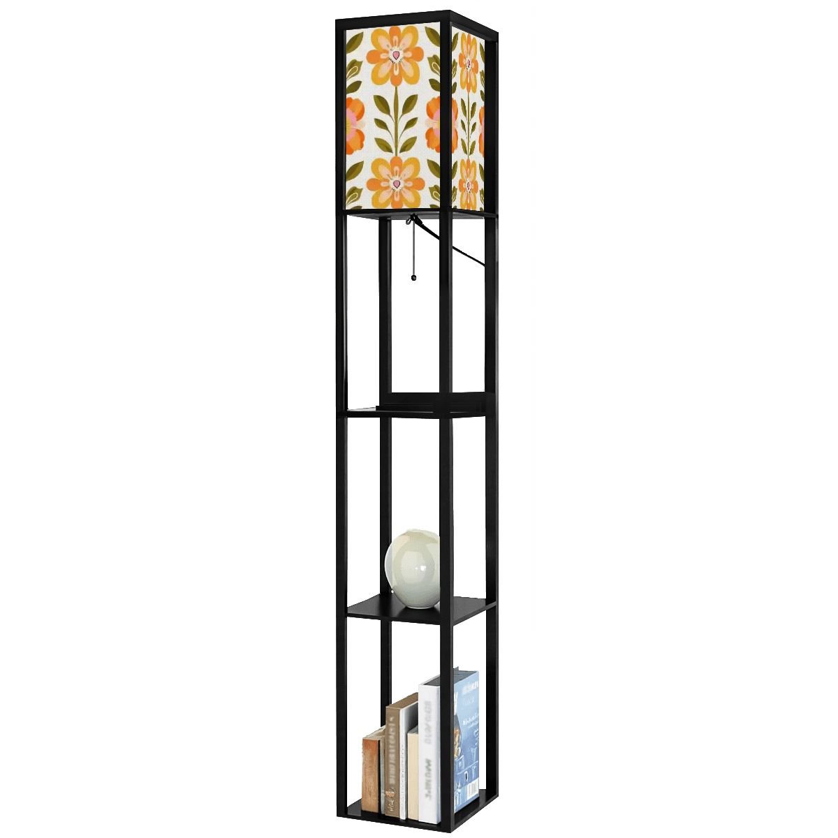 Kate McEnroe New York Scandinavian Modern Danish Floral Shelf Floor Lamp, Mid Century Bookcase LightLamp With ShelfokyDC9j5DV