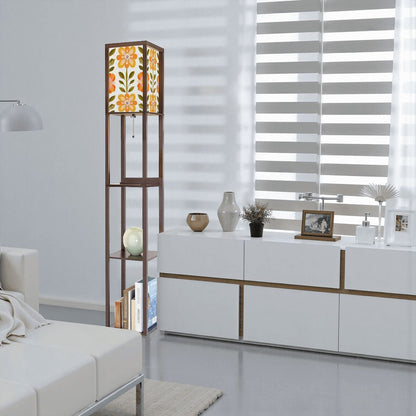 Kate McEnroe New York Scandinavian Modern Danish Floral Shelf Floor Lamp, Mid Century Bookcase LightLamp With ShelfokyDC9j5DV
