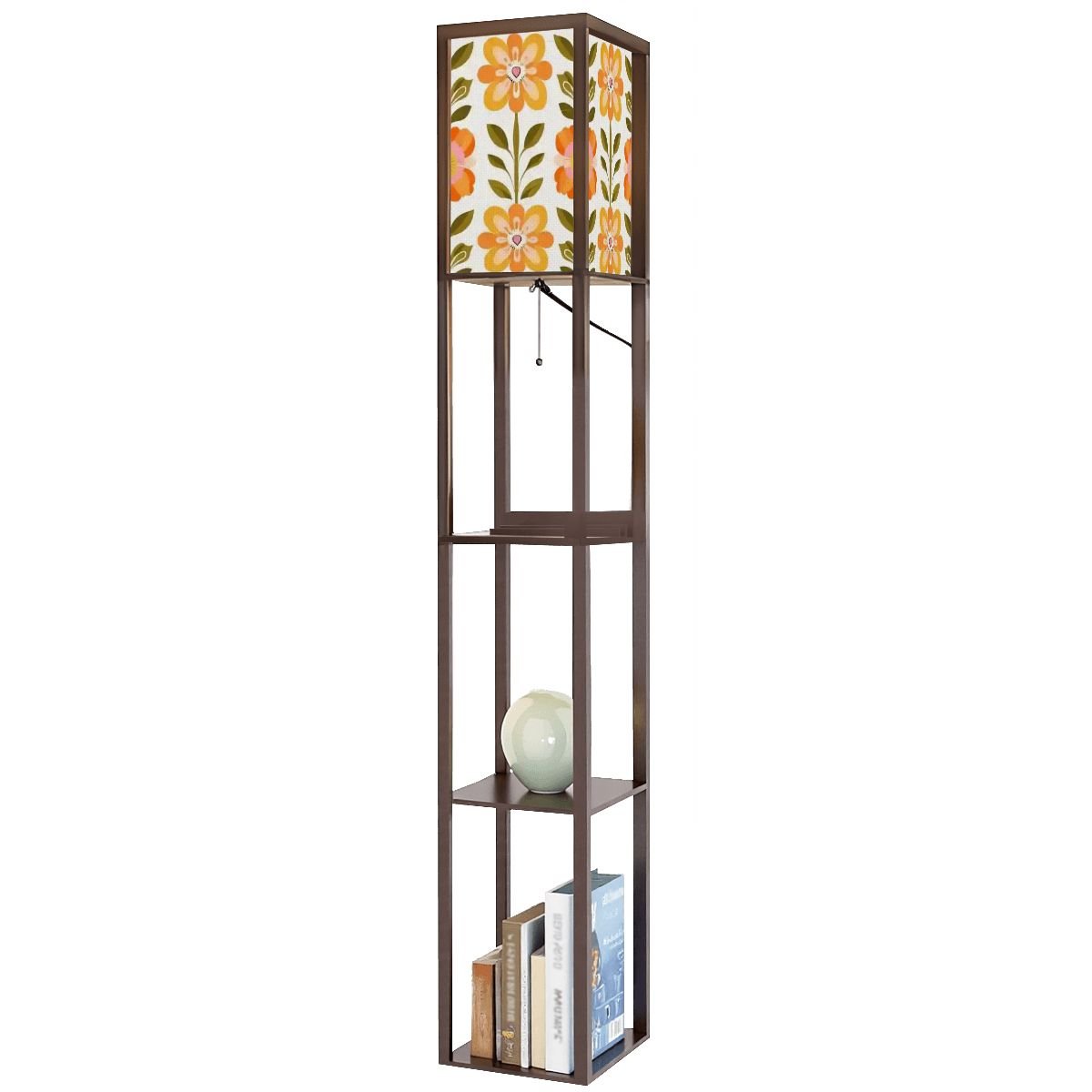 Kate McEnroe New York Scandinavian Modern Danish Floral Shelf Floor Lamp, Mid Century Bookcase LightLamp With ShelfokyDC9j5DV