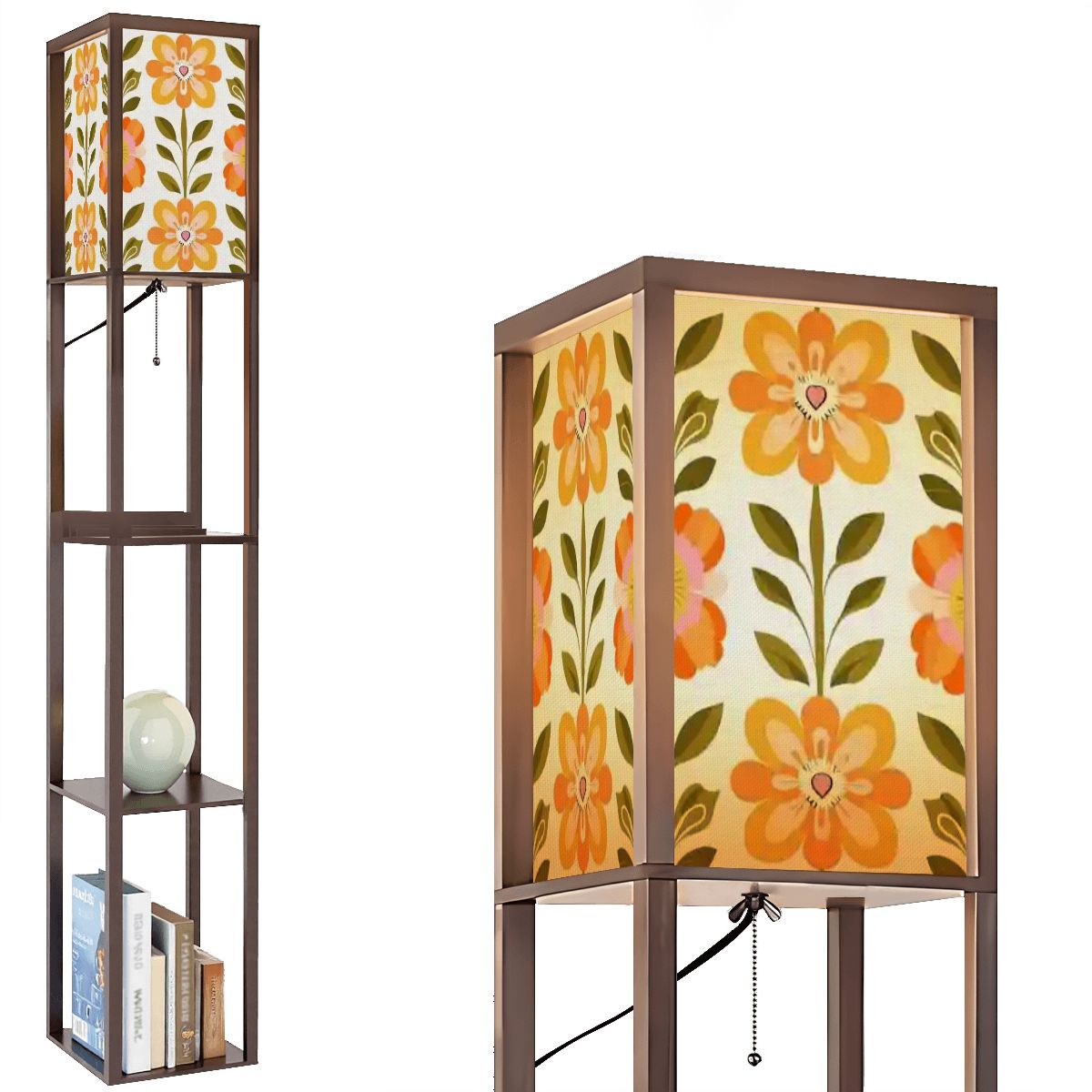 Kate McEnroe New York Scandinavian Modern Danish Floral Shelf Floor Lamp, Mid Century Bookcase LightLamp With ShelfUMaqVUuFps