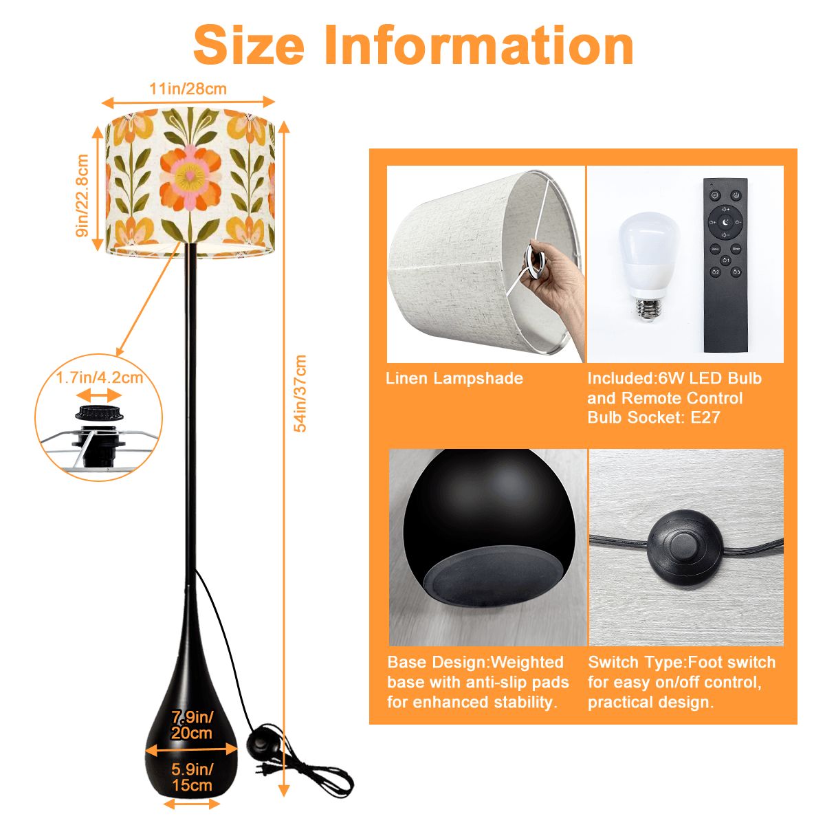 Kate McEnroe New York Scandinavian Modern Danish Floral Teardrop Floor Lamp, Mid Century Retro LightingTear Drop Floor LampsqGhMDJu2qo