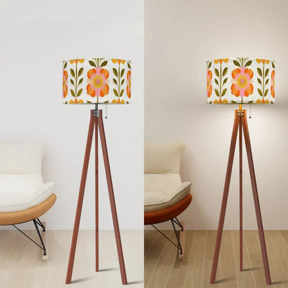 Kate McEnroe New York Scandinavian Modern Danish Floral Tripod Floor Lamp, Mid Century Wood Accent LightTripod Floor LampsRvfnb90R3Q