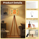 Kate McEnroe New York Scandinavian Modern Danish Floral Tripod Floor Lamp, Mid Century Wood Accent LightTripod Floor LampsRvfnb90R3Q