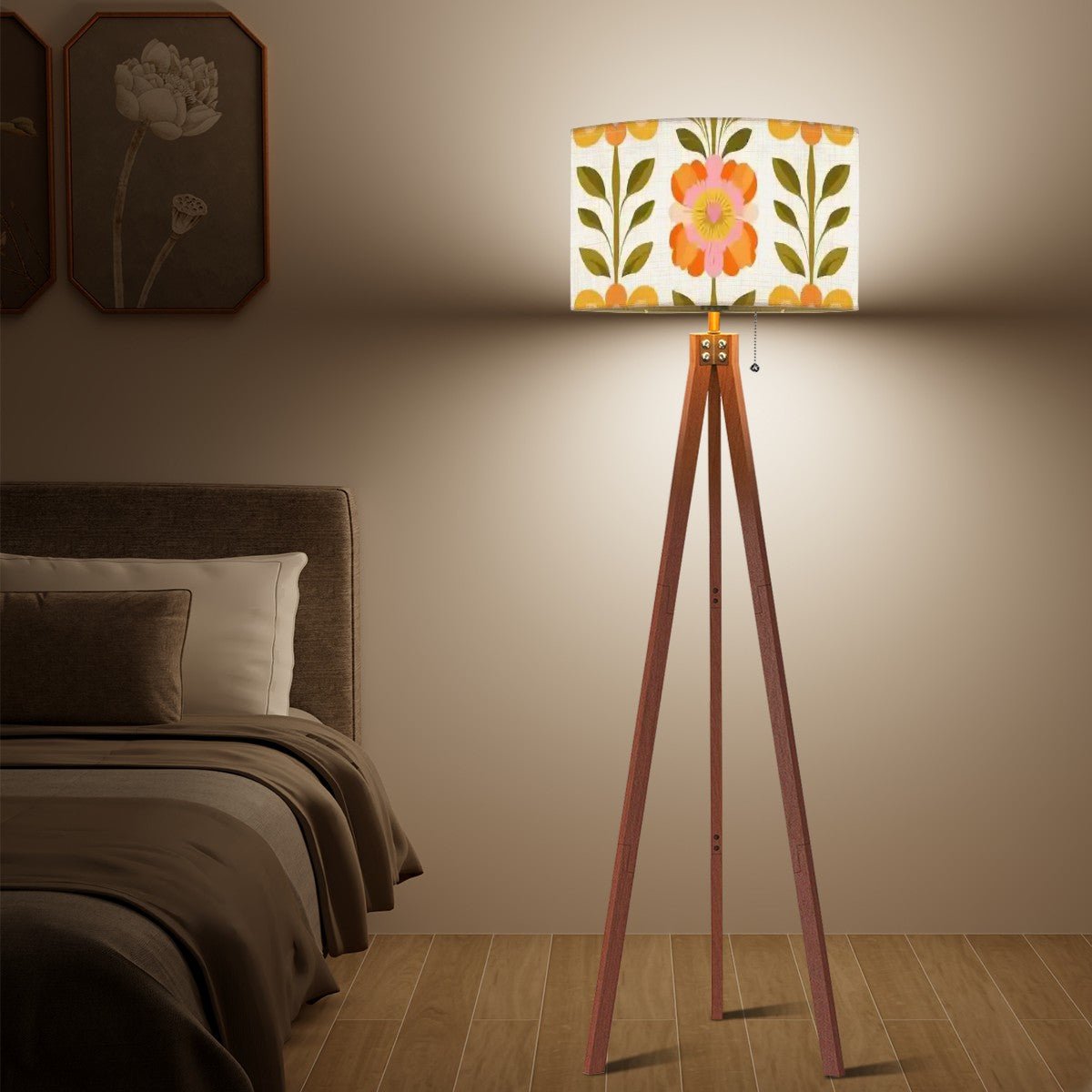 Kate McEnroe New York Scandinavian Modern Danish Floral Tripod Lamp Shade, Mid Century Drum ShadeLamp Shadesp5qaQlTDRB
