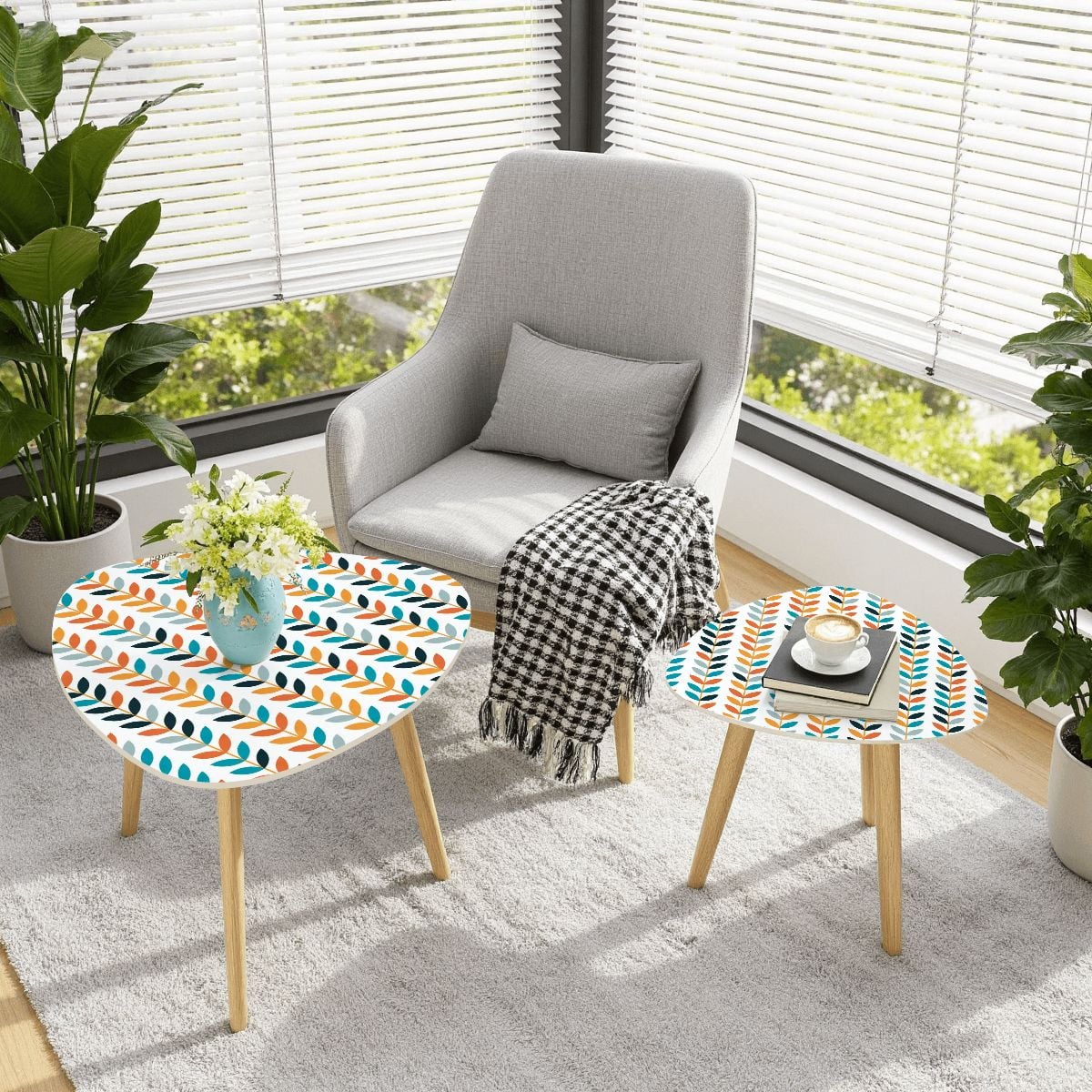 Kate McEnroe New York Scandinavian Retro Danish Modern Floral Mid Century Nesting TablesNesting Tablessp7dA7VLP1
