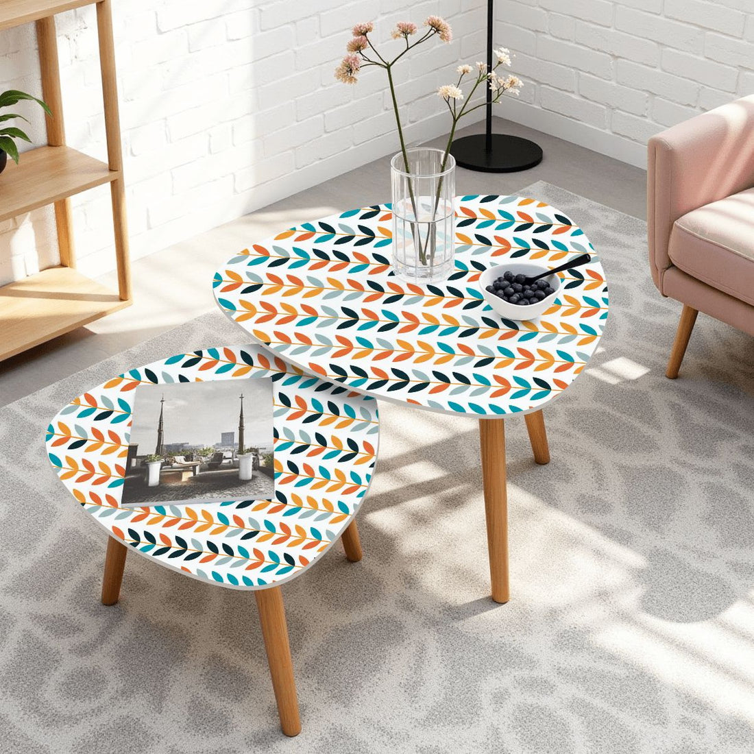 Kate McEnroe New York Scandinavian Retro Danish Modern Floral Mid Century Nesting TablesNesting Tablessp7dA7VLP1