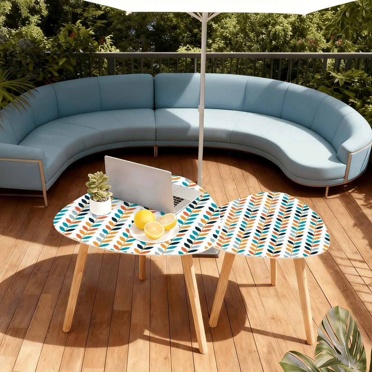 Kate McEnroe New York Scandinavian Retro Danish Modern Floral Mid Century Nesting TablesNesting Tablessp7dA7VLP1
