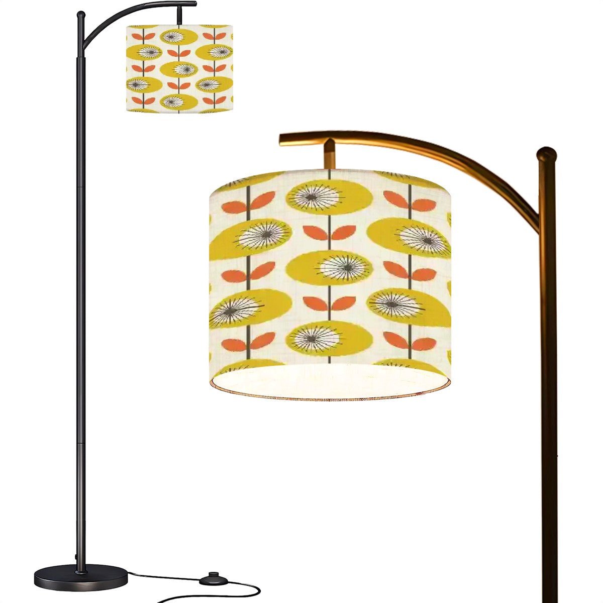 Kate McEnroe New York Scandinavian Retro Floral Arc Floor Lamp, Mid Century Modern Overarching LightFloor Lampss5FyBgiwbp
