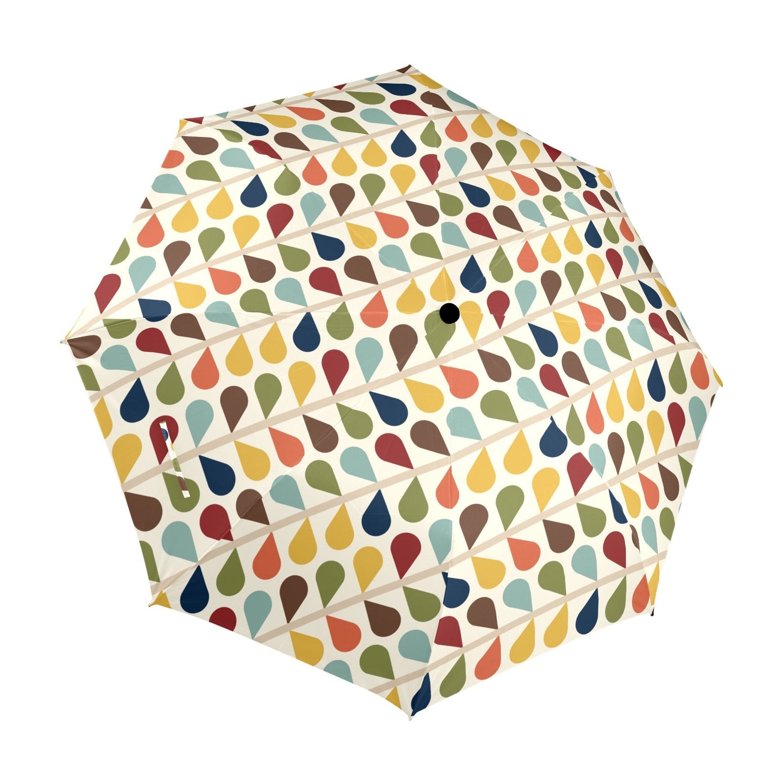 Kate McEnroe New York Scandinavian Retro Mod Leaf Umbrella, Mid Century Modern 60s Geometric Raindrop PatternUmbrellas12685292938415646934