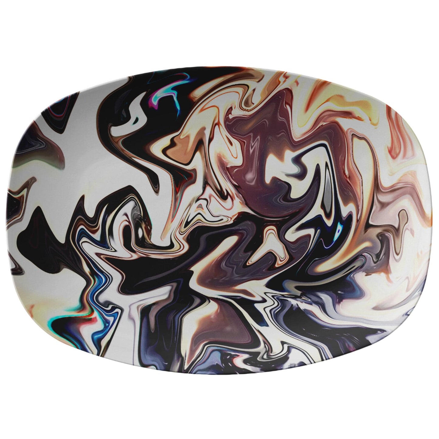Kate McEnroe New York Serving Platter in Abstract Liquid Marble Print Serving Platters 9727
