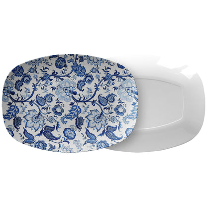 Kate McEnroe New York Serving Platter in Luxury Blue and White Floral Chinoiserie Serving Platters P21-LUX-BLU-24