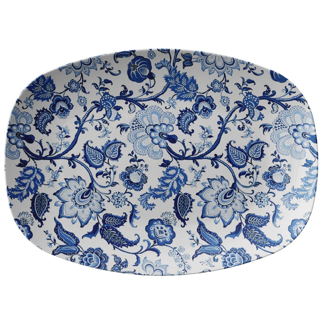Kate McEnroe New York Serving Platter in Luxury Blue and White Floral ChinoiserieServing PlattersP21 - LUX - BLU - 24