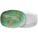 Kate McEnroe New York Serving Platter in Summer Ocean Marble Watercolor ArtServing PlattersP21 - SUM - MAR - 49