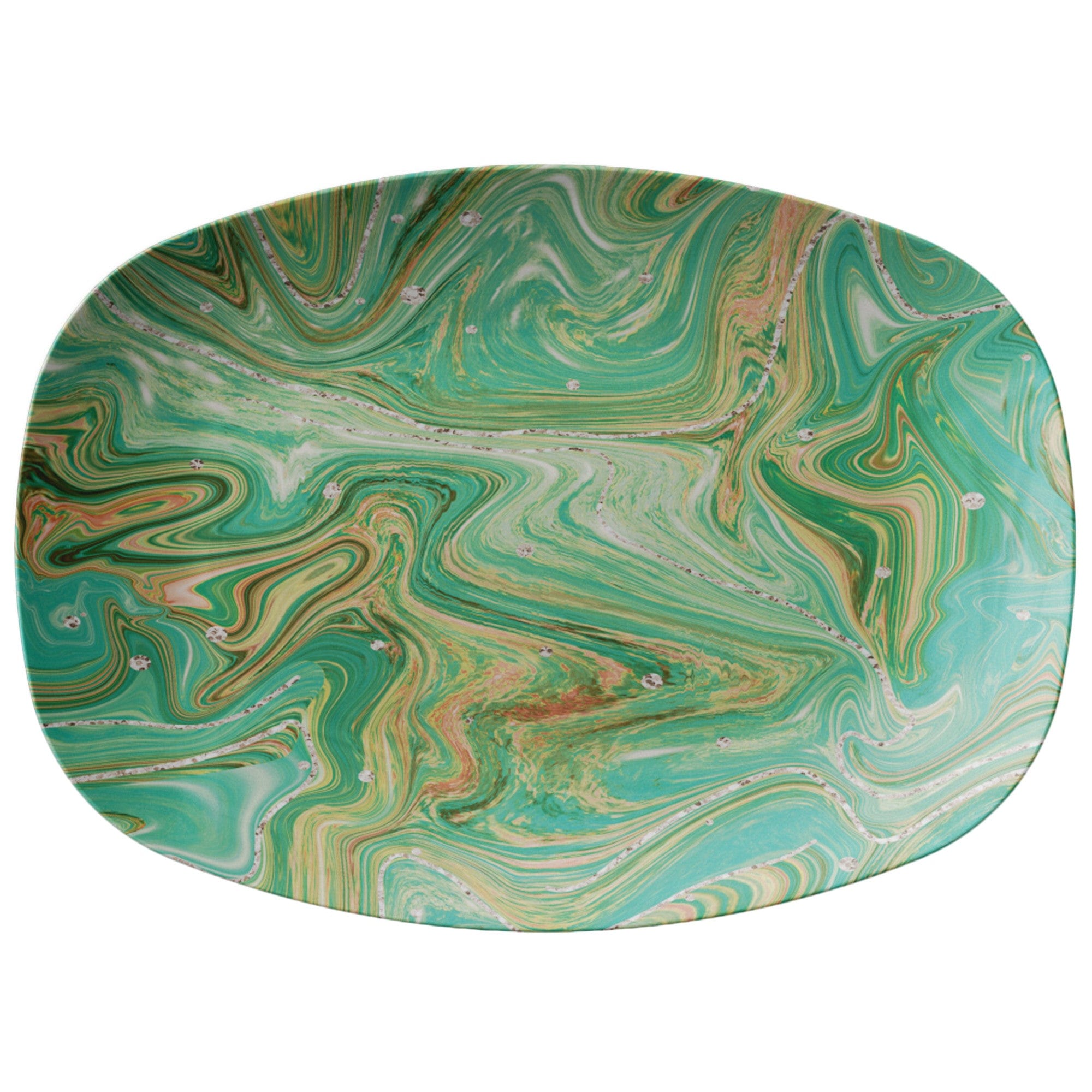 Kate McEnroe New York Serving Platter in Summer Ocean Marble Watercolor ArtServing PlattersP21 - SUM - MAR - 49