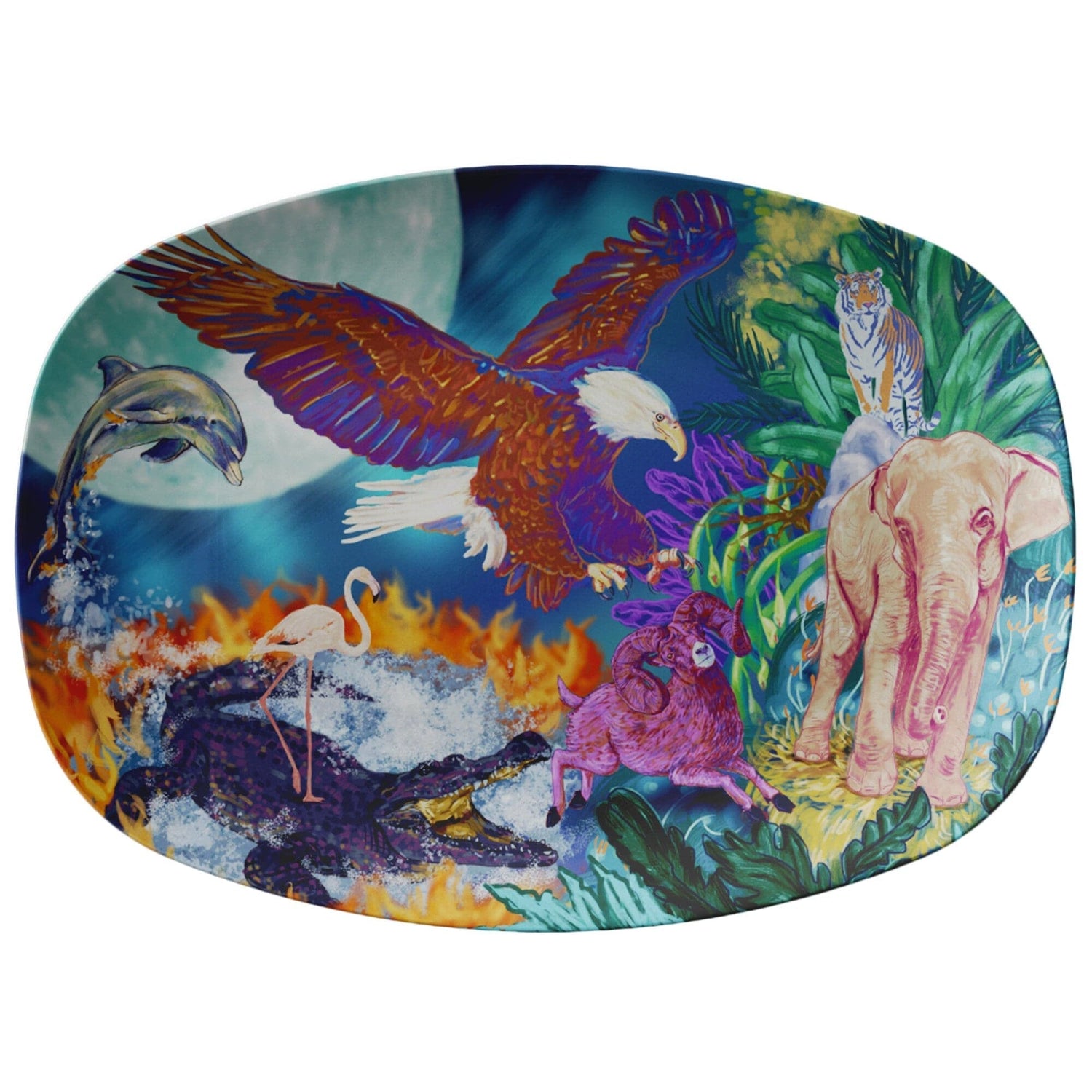 Kate McEnroe New York Serving Platter in Wildlife Fantasy Art Serving Platters 9727