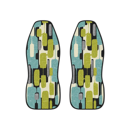 Kate McEnroe New York Set of 2 Mid Century Modern Geometric Car Seat Covers in Aqua Blue, Lime Green, Gray, and CreamCar Seat CoversDG1452072DXH2742D