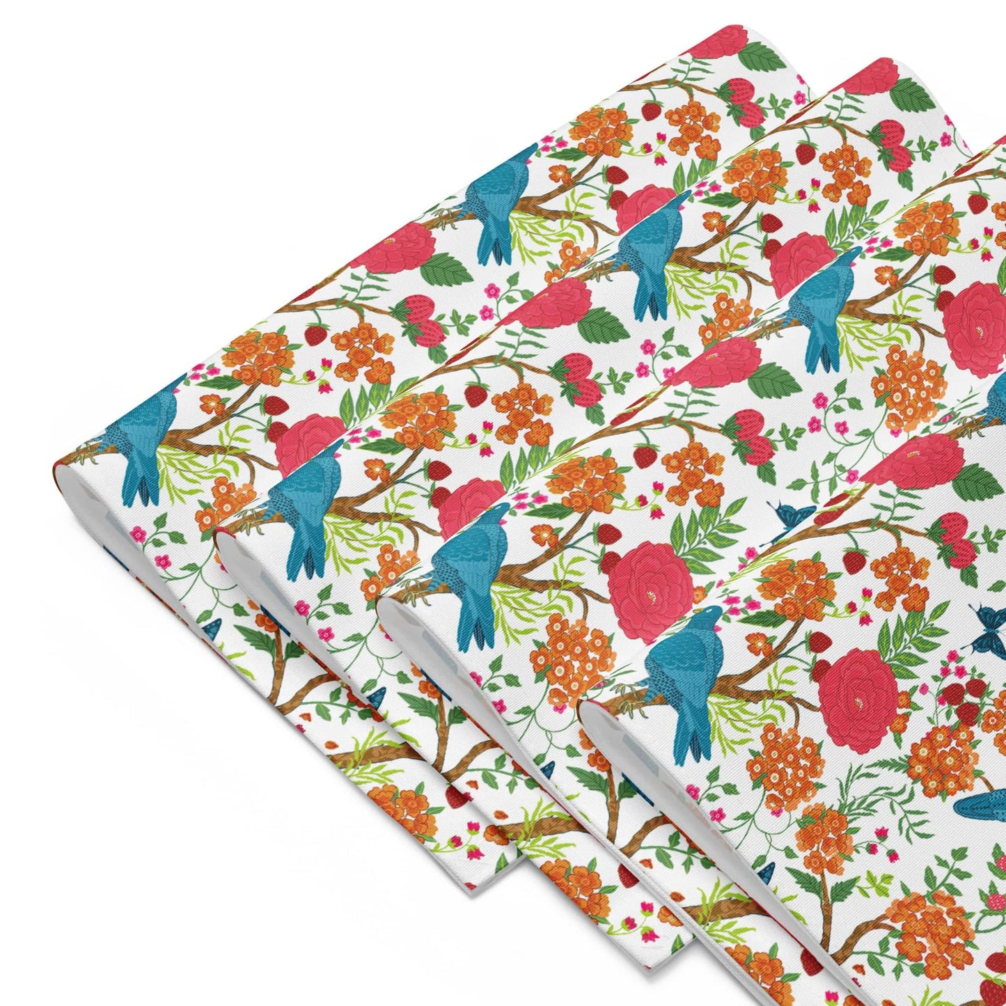 Kate McEnroe New York Set of 4 Chinoiserie Floral and Exotic Bird Botanical Garden Placemats in Pink, Green, Orange and Blue by Kate McEnroe New York - KM13809925 Placemats 9417303_17484