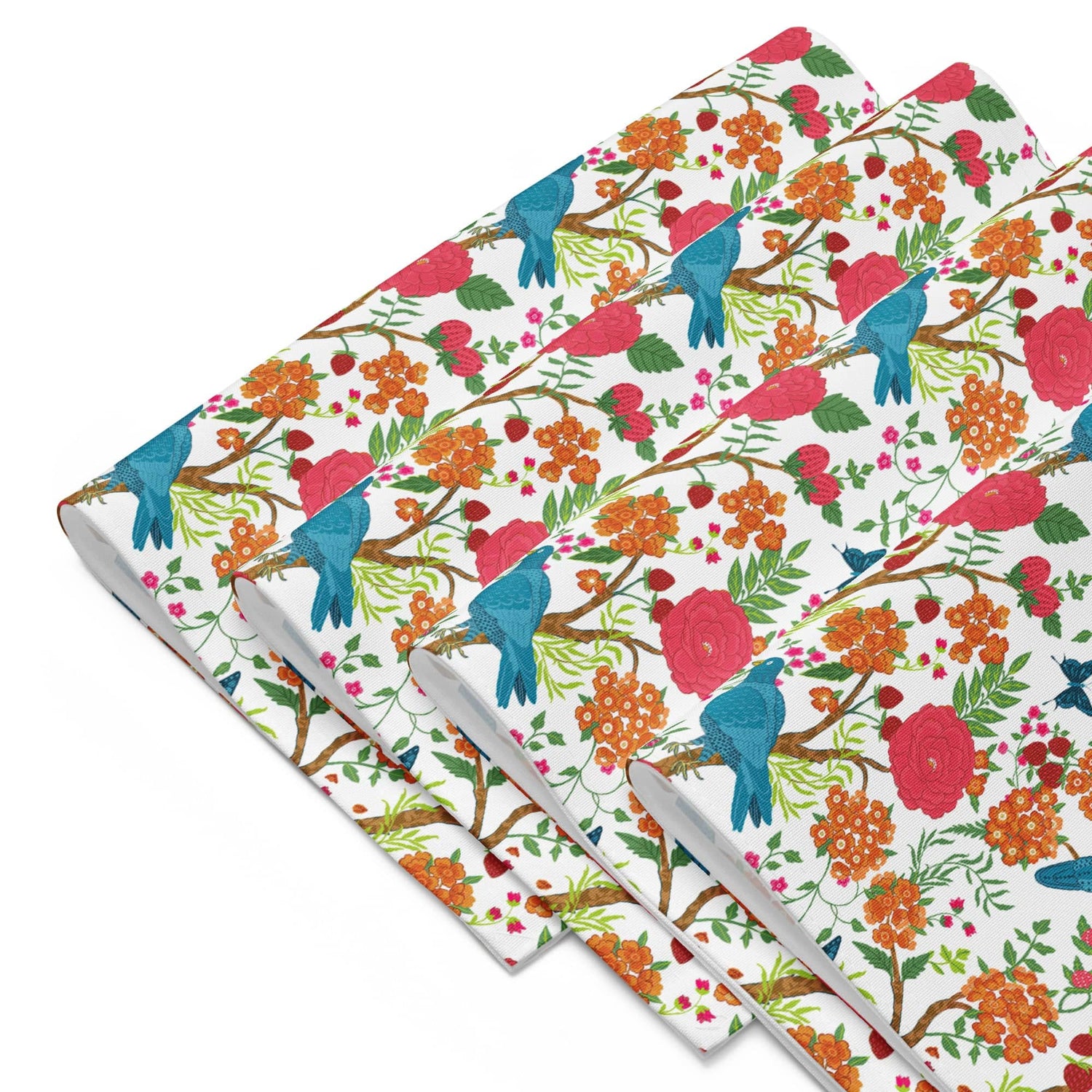 Kate McEnroe New York Set of 4 Chinoiserie Floral and Exotic Bird Botanical Garden Placemats in Pink, Green, Orange and Blue by Kate McEnroe New York - KM13809925Placemats9417303_17484