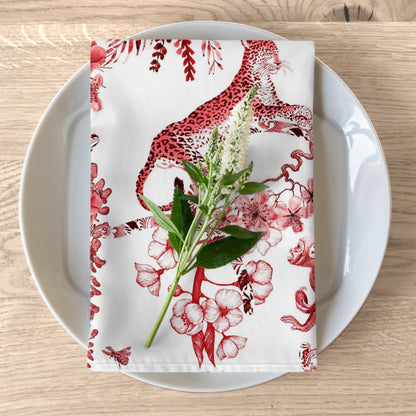 Kate McEnroe New York Set of 4 Chinoiserie Jungle Botanical Toile Cloth Napkins, Red, White Chinoiserie Floral Table Linens, Country Farmhouse Decor - 131682623Napkins61400841615176268880