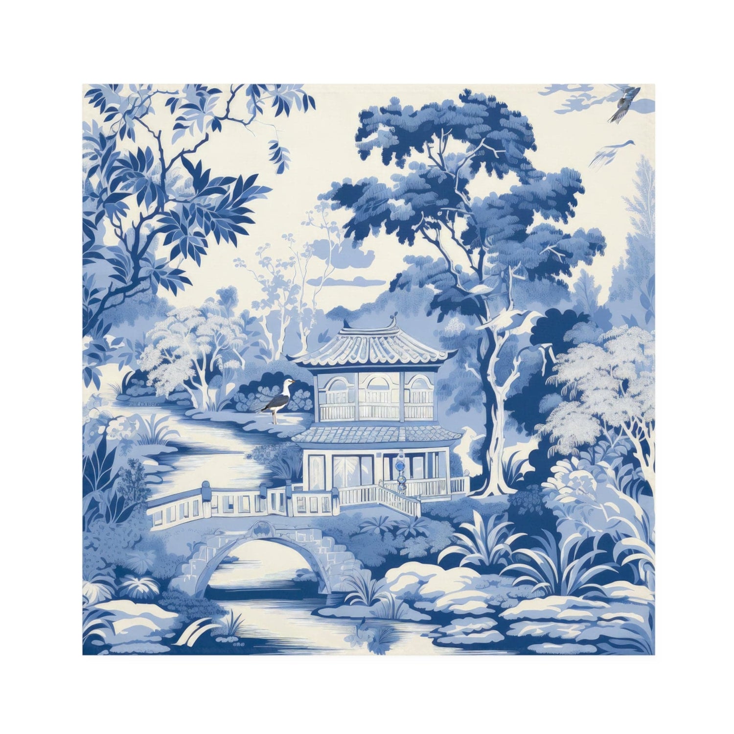 Kate McEnroe New York Set of 4 Chinoiserie Pagoda Floral Cloth Dinner, Country Farmhouse Table Linen, Wedding Table Decor, Grandmillenial Kitchen Decor - 12028823 16603309448803712653