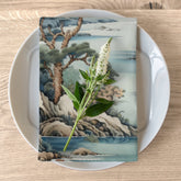 Kate McEnroe New York Set of 4 Chinoiserie Pagoda Landscape Floral Napkins, Country Farmhouse Table Linen, Wedding Table Decor, Grandmillenial Decor - 121581023Napkins20632757687388886050