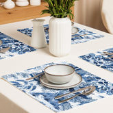 Kate McEnroe New York Set of 4 Chinoiserie Peacock Placemats, Blue and White Floral Print, Elegant Table Linens, Oriental Bird Design, Chic Dining DecorPlacemats6439711_17484