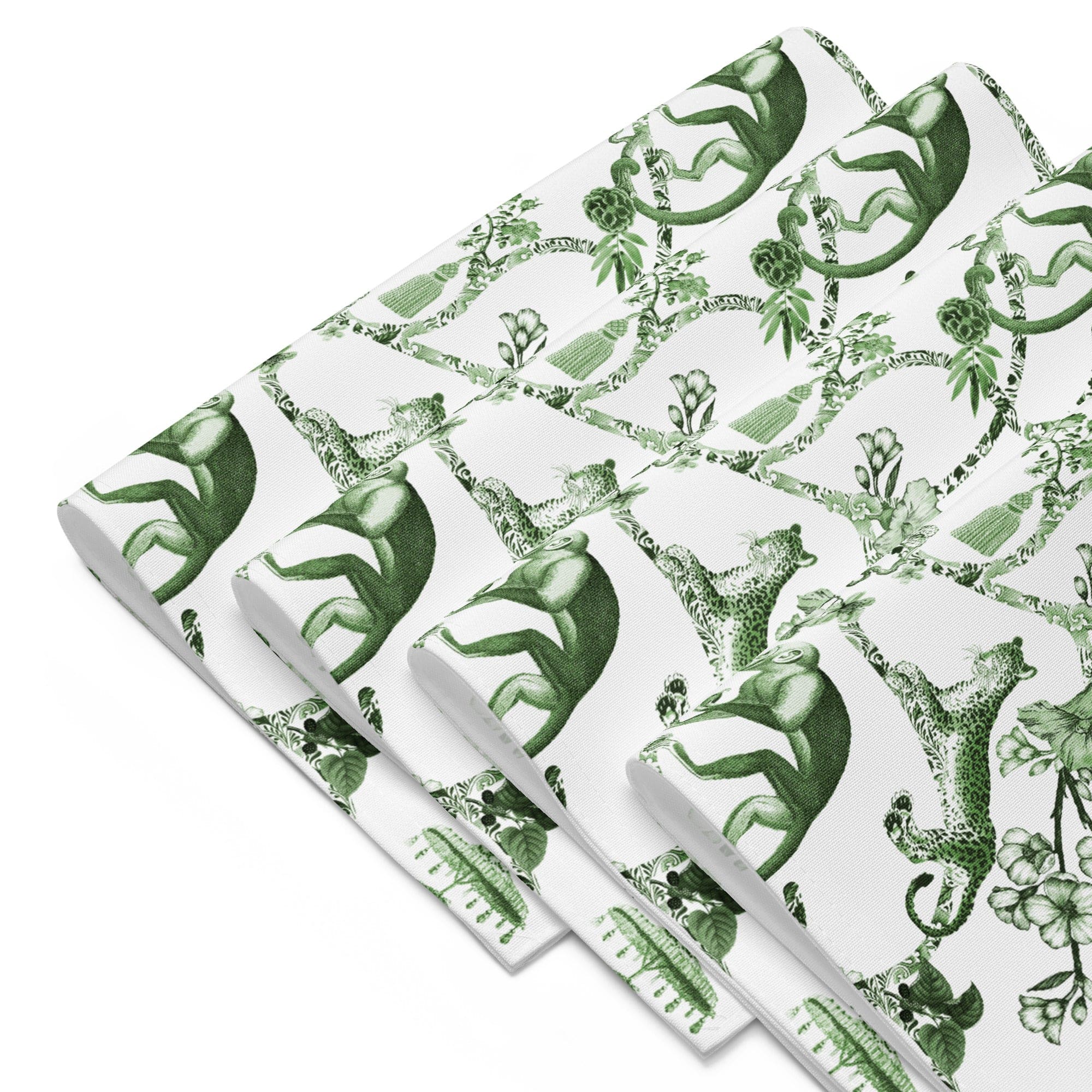 Kate McEnroe New York Set of 4 Chinoiserie Placemats, Floral Green, White Chinoiserie Jungle Table Linen, Country Farmhouse Botanical Toile Table DecorPlacemats8608700_17484