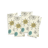 Kate McEnroe New York Set of 4 Classic Franciscan Starburst Napkins, 50s Mid Century Modern Atomic Retro Cream, Aqua Blue, Green Table LinensNapkins17582243983817719916