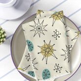 Kate McEnroe New York Set of 4 Classic Franciscan Starburst Napkins, 50s Mid Century Modern Atomic Retro Cream, Aqua Blue, Green Table LinensNapkins17582243983817719916