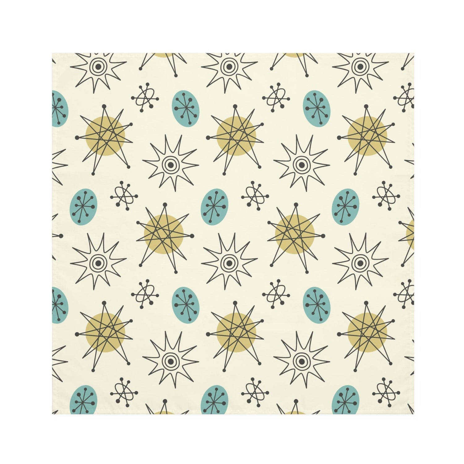 Kate McEnroe New York Set of 4 Classic Franciscan Starburst Napkins, 50s Mid Century Modern Atomic Retro Cream, Aqua Blue, Green Table LinensNapkins17582243983817719916