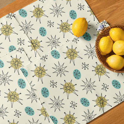 Kate McEnroe New York Set of 4 Classic Franciscan Starburst Placemats, 50s Mid Century Modern Atomic Retro Cream, Aqua Blue, Green Table MatsPlacemats6676390_17484