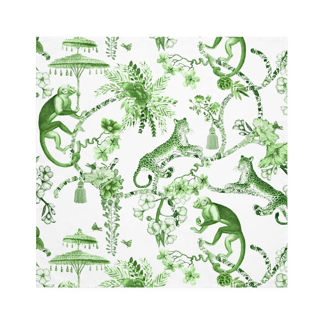 Kate McEnroe New York Set of 4 Floral Green and White Chinoiserie Cloth Napkins Napkins 4-piece set / White / 19&quot; × 19&quot; 27601241860098477342