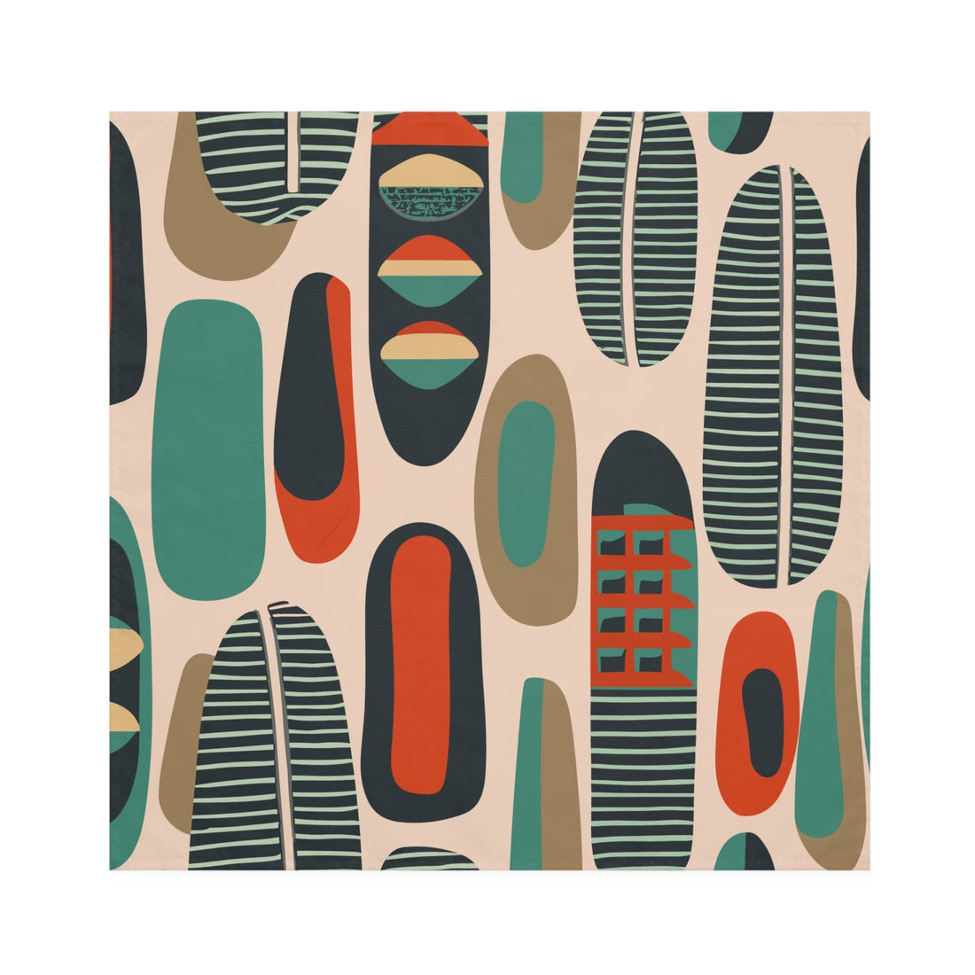 Kate McEnroe New York Set of 4 Mid Century Modern Abstract Cloth Dinner Napkins, Retro Chic Geometric Pattern Table Linens Napkins 4-piece set / White / 19&quot; × 19&quot; 18274957212199105121