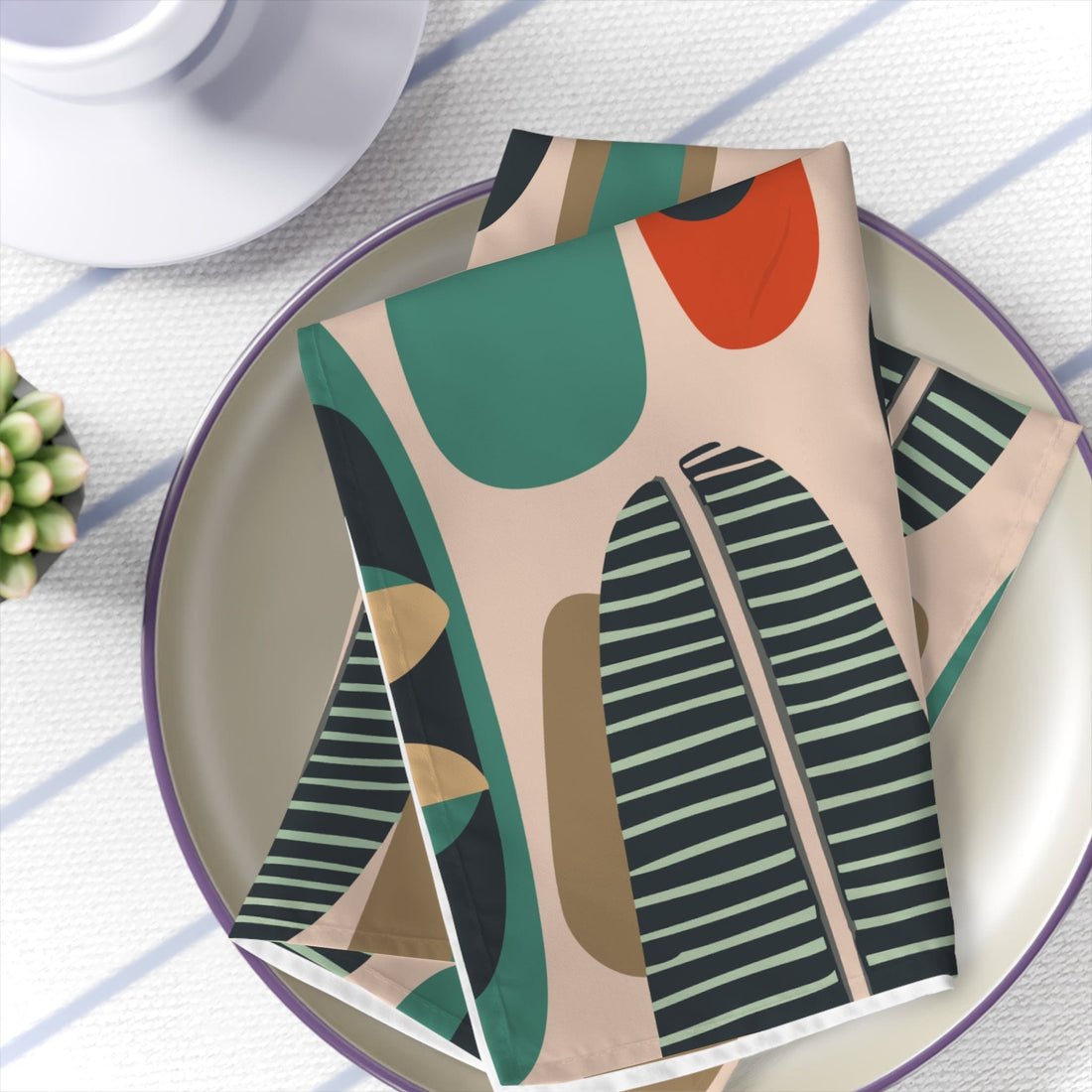 Kate McEnroe New York Set of 4 Mid Century Modern Abstract Cloth Dinner Napkins, Retro Chic Geometric Pattern Table LinensNapkins18274957212199105121