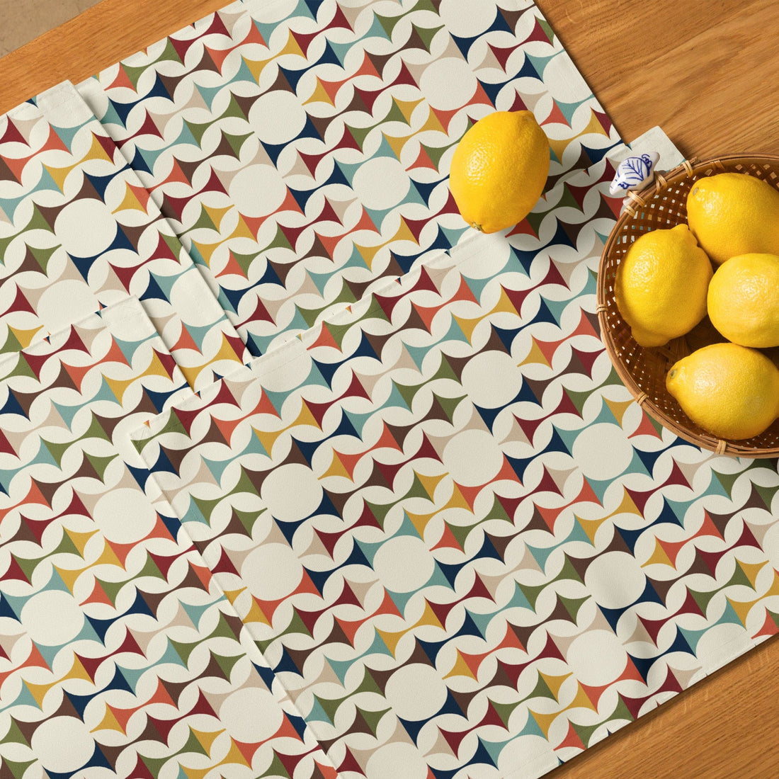 Kate McEnroe New York Set of 4 Mid Century Modern Retro Geometric Placemats, 50s MCM Cream, Teal, Mustard, and Rust Table MatsPlacemats2249194_17484