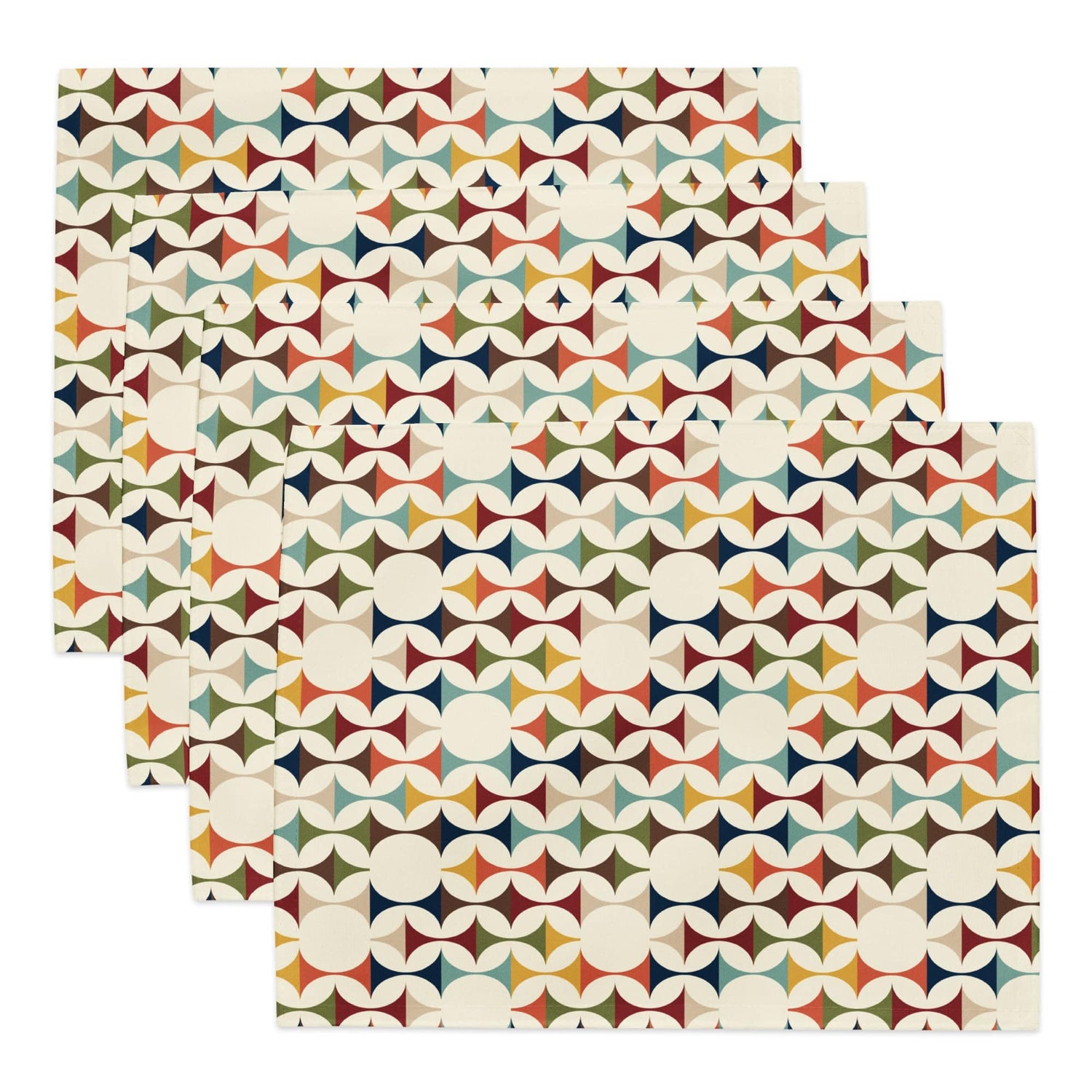 Kate McEnroe New York Set of 4 Mid Century Modern Retro Geometric Placemats, 50s MCM Cream, Teal, Mustard, and Rust Table MatsPlacemats2249194_17484