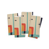 Kate McEnroe New York Set of 4 Mid Century Modern Starburst Cloth Napkins, Cream, Teal, Mustard, Orange, Retro Atomic Style Table Linens - KM13539723Napkins31867300826169181944