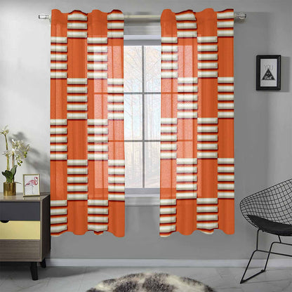 Kate McEnroe New York Sheer 2 - Panel Mid Century Modern Retro Geometric Orange Beige Window CurtainWindow CurtainsDG1517004DXH7856D