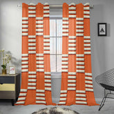 Kate McEnroe New York Sheer 2 - Panel Mid Century Modern Retro Geometric Orange Beige Window CurtainWindow CurtainsDG1517004DXH7856D