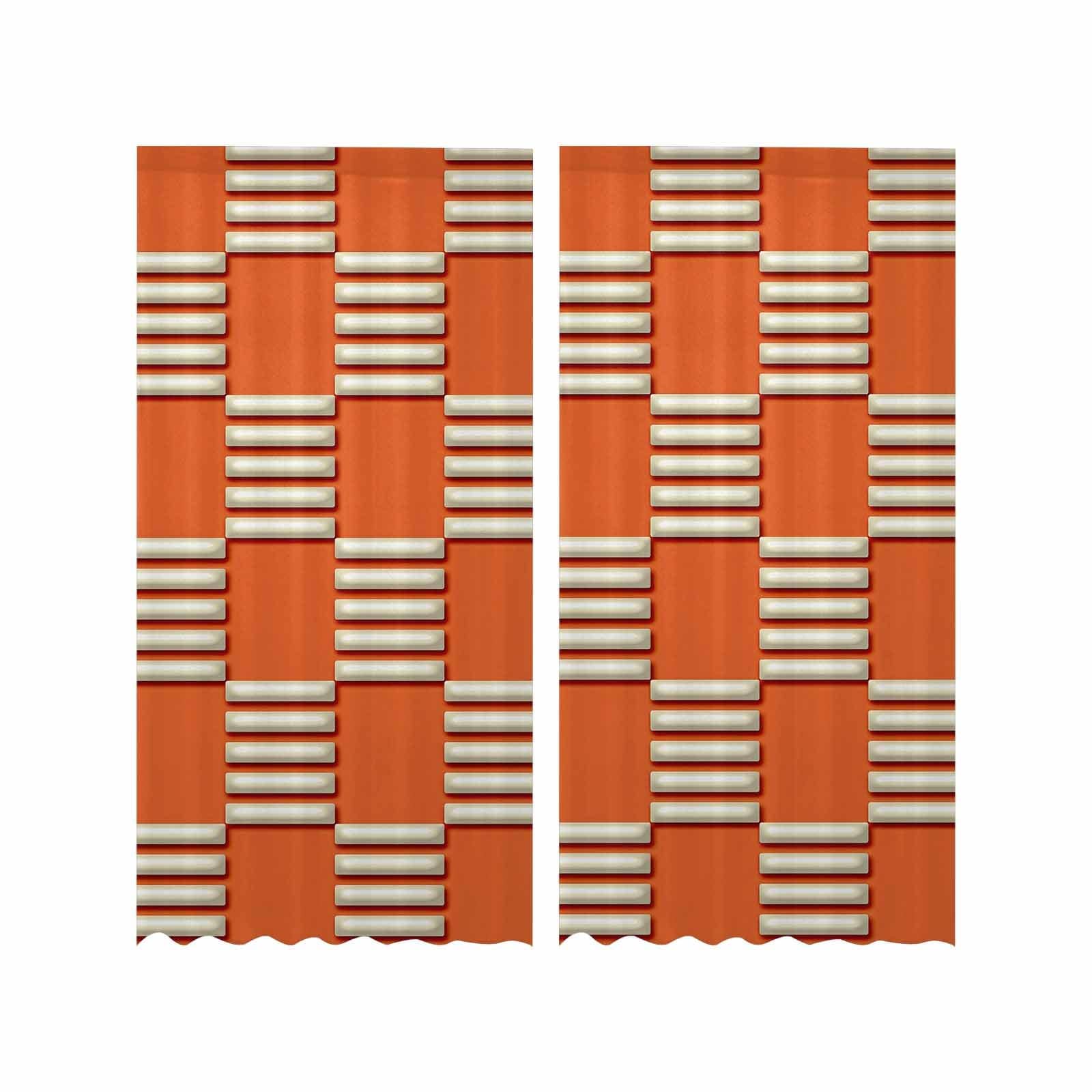 Kate McEnroe New York Sheer 2 - Panel Mid Century Modern Retro Geometric Orange Beige Window CurtainWindow CurtainsDG1517004DXH7856D