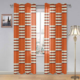 Kate McEnroe New York Sheer 2 - Panel Mid Century Modern Retro Geometric Orange Beige Window CurtainWindow CurtainsDG1517004DXH7856D