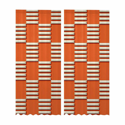 Kate McEnroe New York Sheer 2 - Panel Mid Century Modern Retro Geometric Orange Beige Window CurtainWindow CurtainsDG1517004DXH7856D