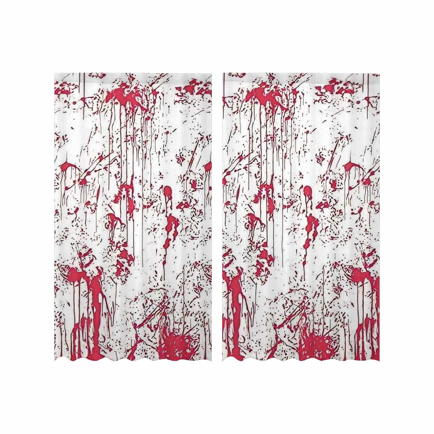 Sheer 2-Panel Window Curtains in Halloween Blood Splatter