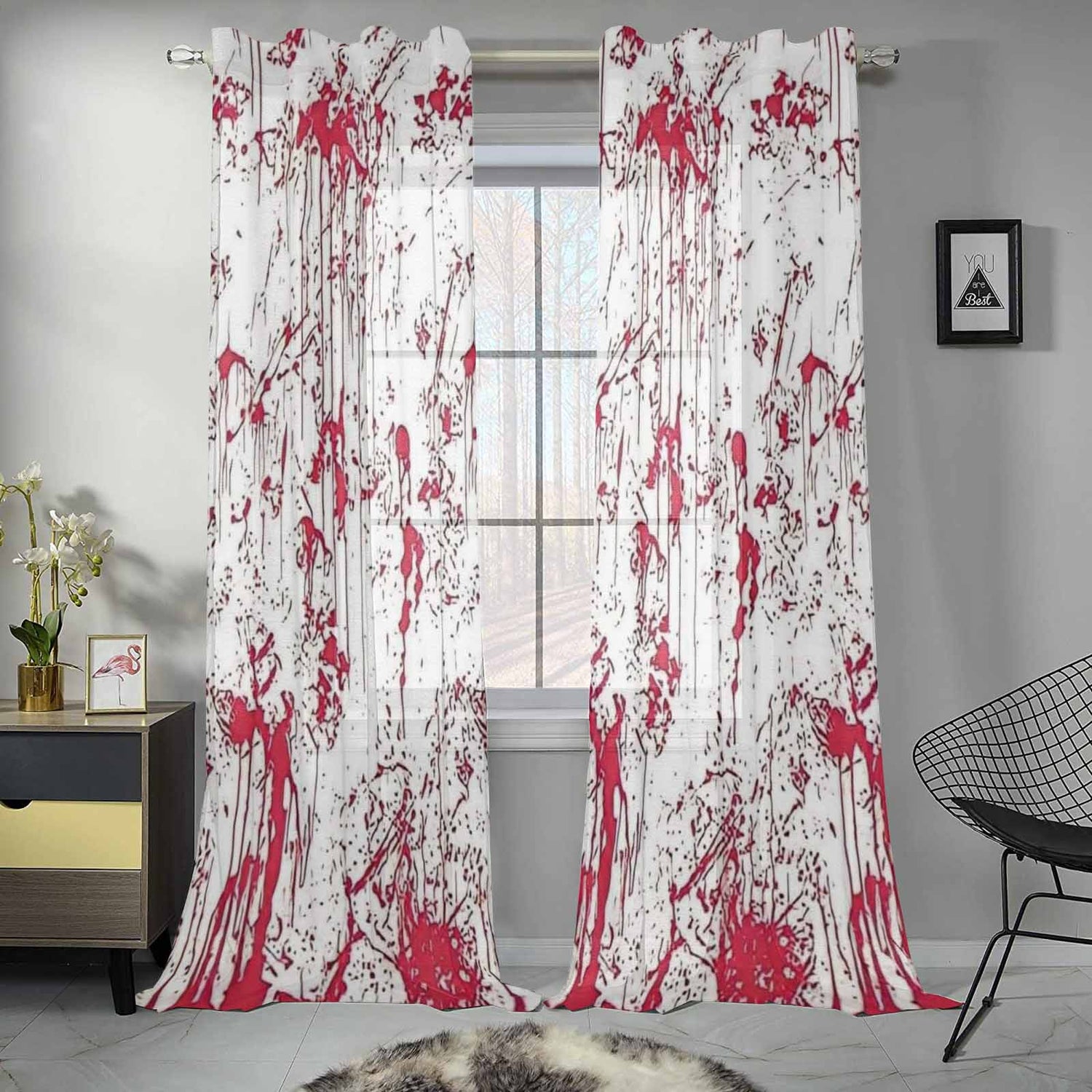 Kate McEnroe New York Sheer 2 - Panel Window Curtains in Halloween Blood SplatterWindow CurtainsDG1169873DXH7858D