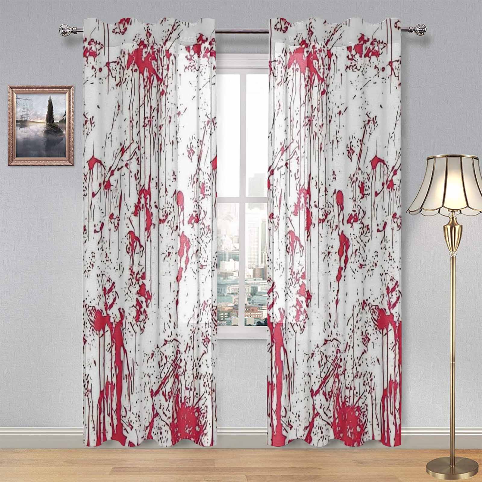 Kate McEnroe New York Sheer 2 - Panel Window Curtains in Halloween Blood SplatterWindow CurtainsDG1169990DXH7857D