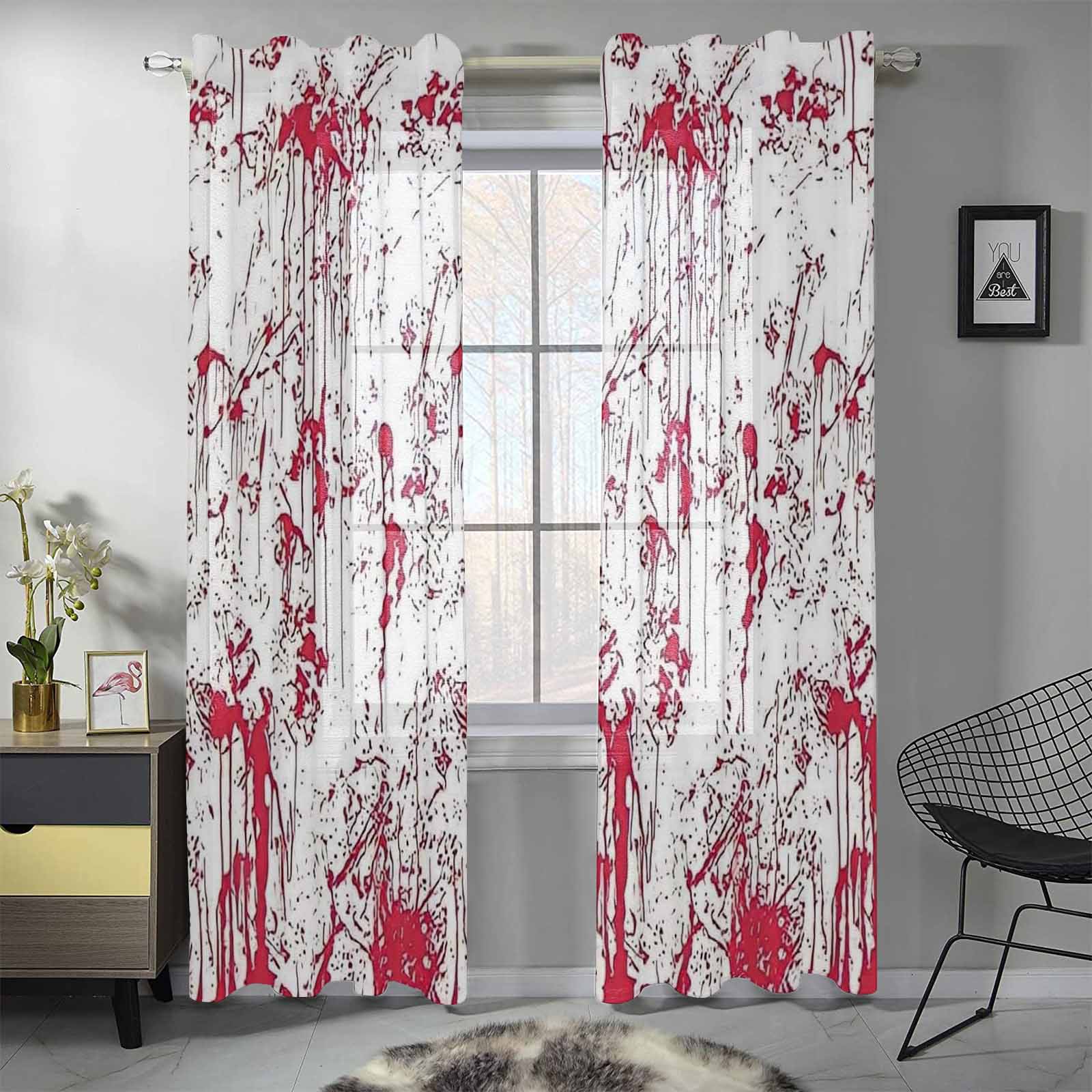 Kate McEnroe New York Sheer 2 - Panel Window Curtains in Halloween Blood SplatterWindow CurtainsDG1169990DXH7857D